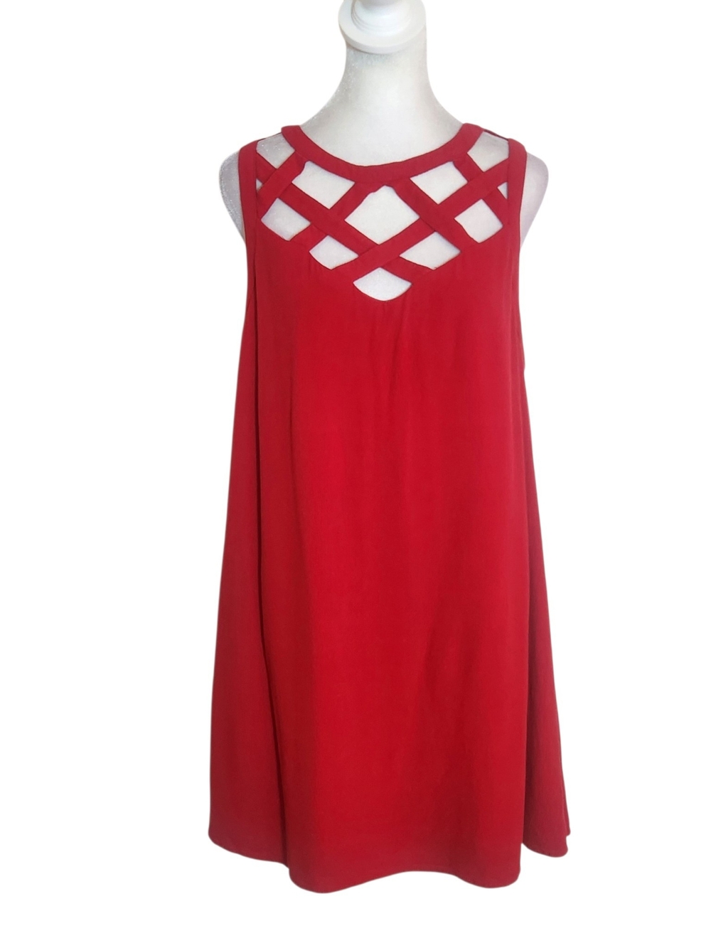 Entro Red Strappy Sleeveless Shift Mini Dress Size Large